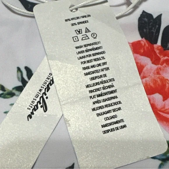 Brazilian women’s *S Low Plunge Front one piece floral swimsuit multiway tie NEW - Picture 4 of 8